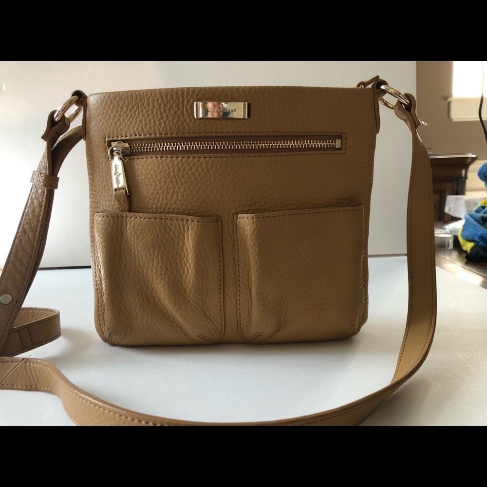 Camel Colored Leather Handbag by Cole Haan.